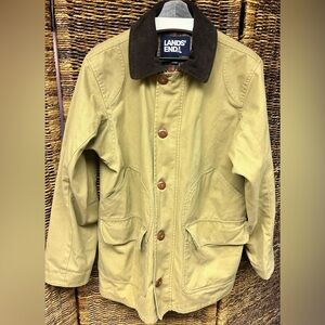 Lands'‎ End- Men’s Barn Jacket - Tan w/Brown Collar, Medium (38-40)